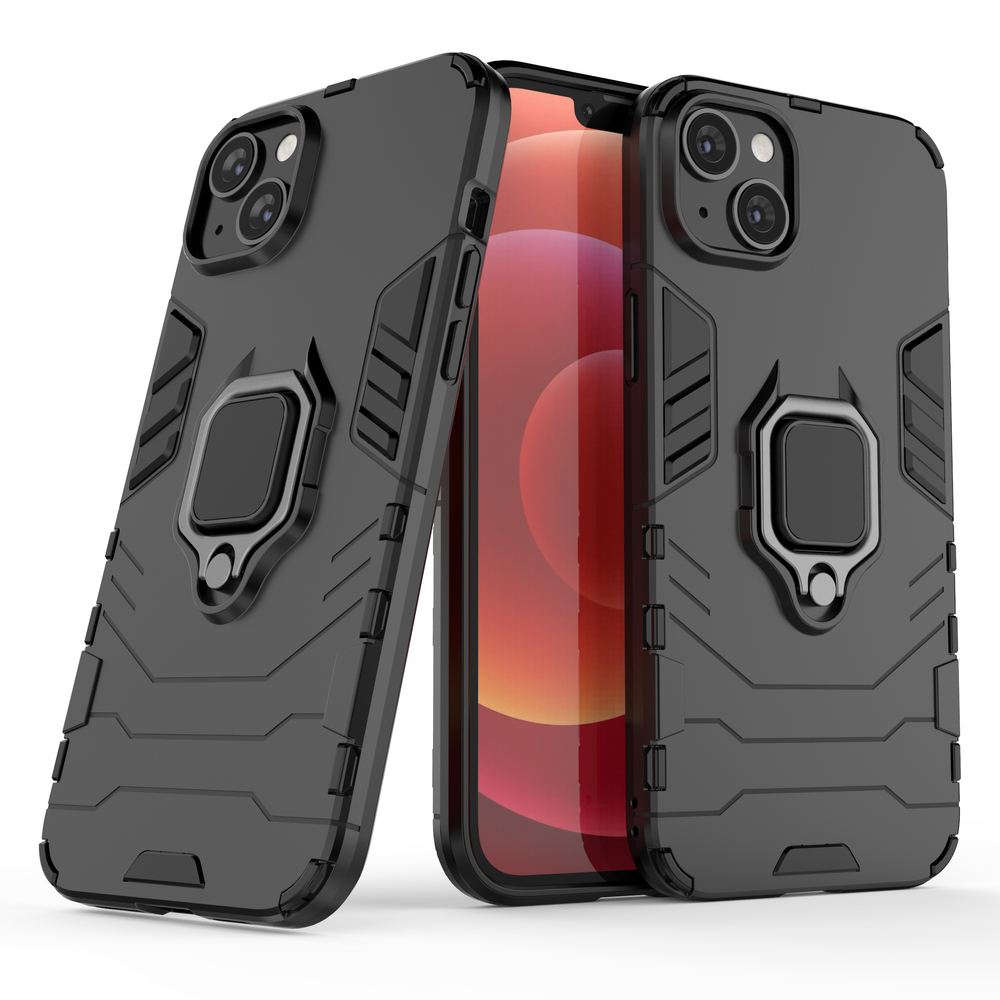 Šarvuotas dėklas su žiedu iPhone 14 Pro – juodas