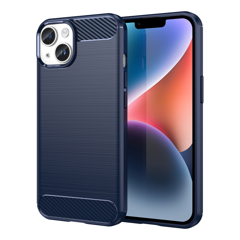 Carbon Case TPU dėklas iPhone 14 – mėlynas