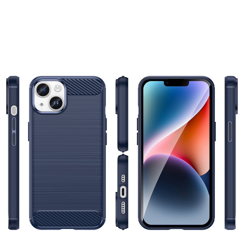 Carbon Case TPU dėklas iPhone 14 – mėlynas