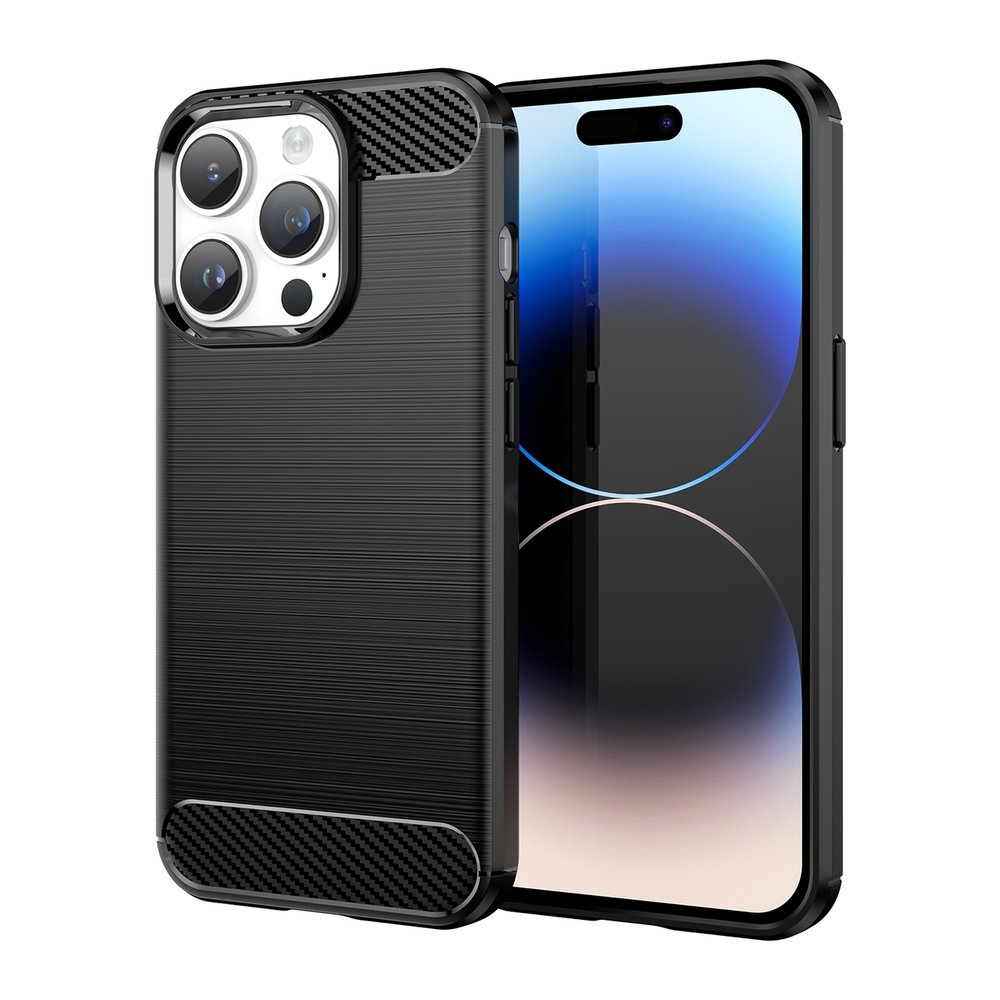 Carbon dėklas iPhone 14 Pro – juodas TPU