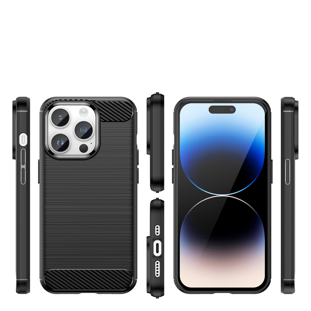 Carbon dėklas iPhone 14 Pro – juodas TPU