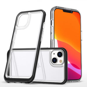 Skaidrus Clear 3in1 dėklas iPhone 14 – juodas rėmelis