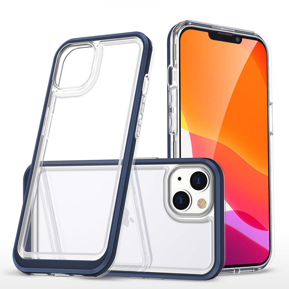 Skaidrus Clear 3in1 dėklas iPhone 14 – mėlynas