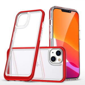 Skaidrus iPhone 14 Plus dėklas Clear 3in1 – raudonas rėmelis