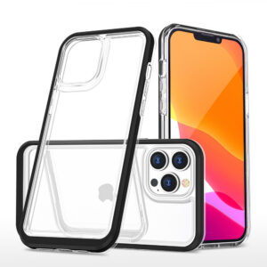 Skaidrus Clear 3in1 dėklas iPhone 14 Pro Max – juodas