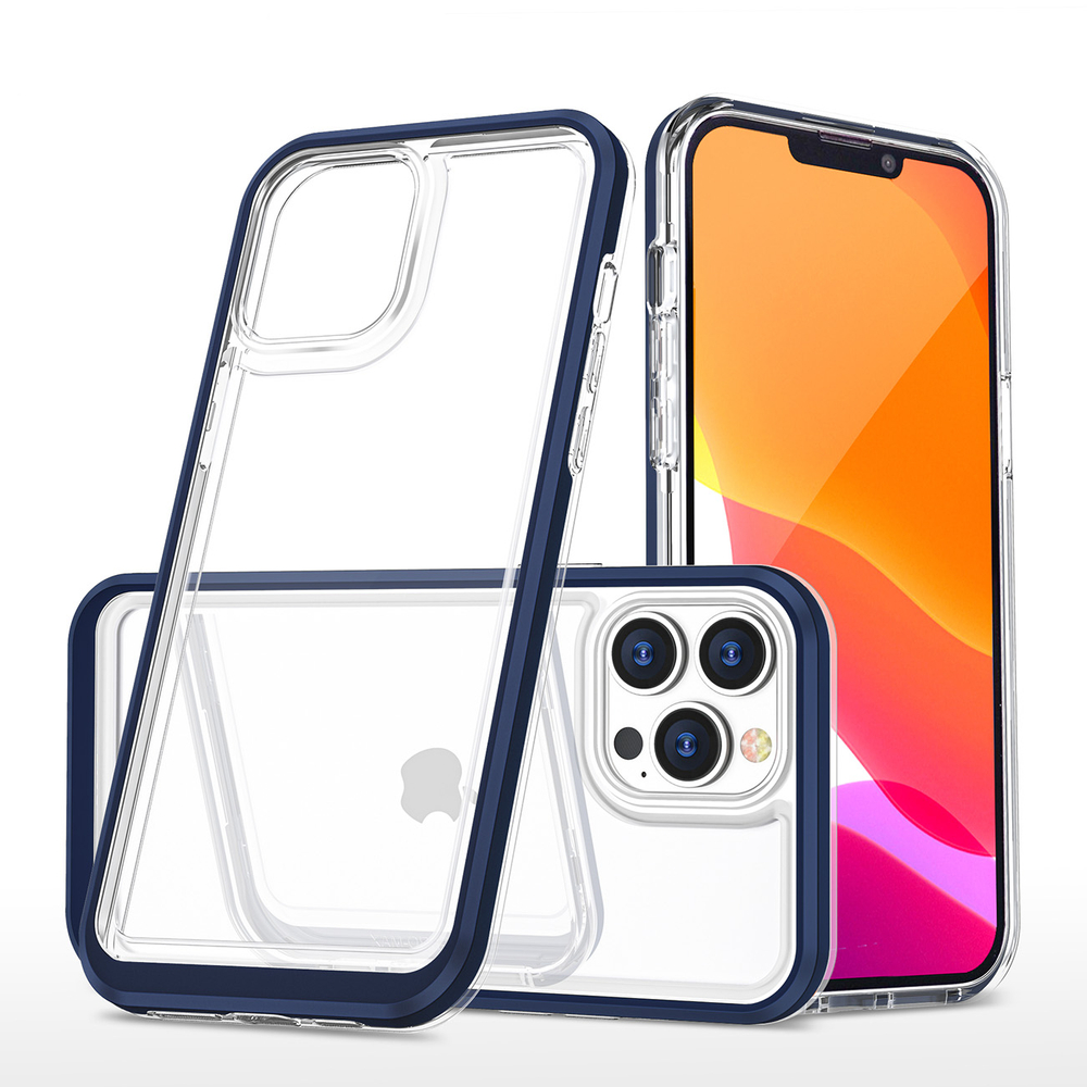 Skaidrus sustiprintas dėklas iPhone 14 Pro Max – mėlynas