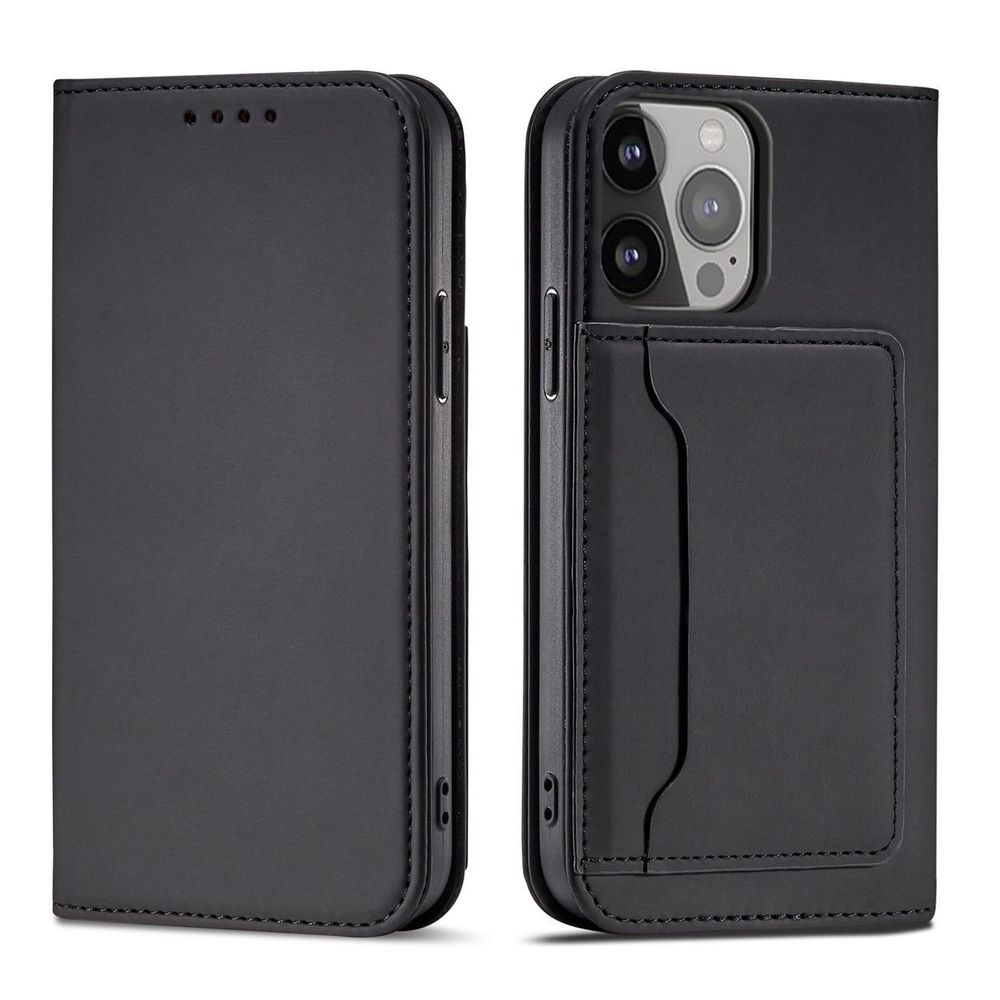 Magnetinis dėklas-piniginė iPhone 14 Pro – juodas