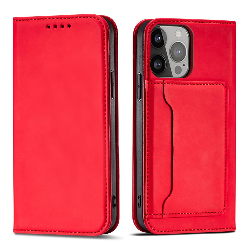 Magnet Card Case dėklas iPhone 14 Pro – raudonas