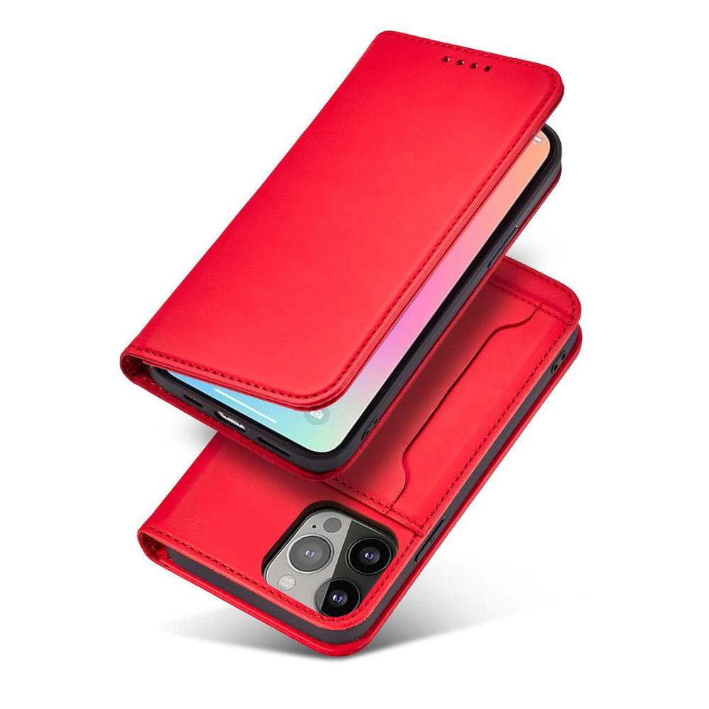 Magnet Card Case dėklas iPhone 14 Pro – raudonas