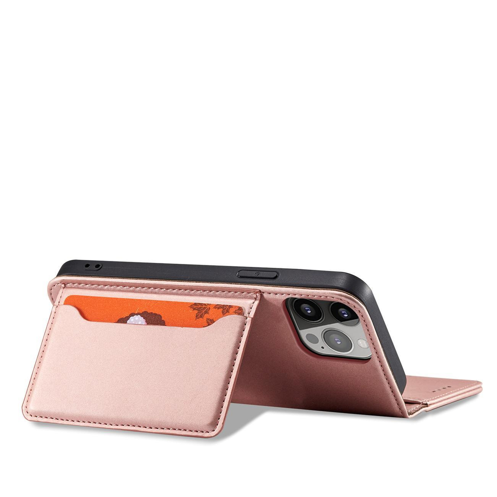 Magnetinis dėklas su pinigine iPhone 14 Pro – rožinis