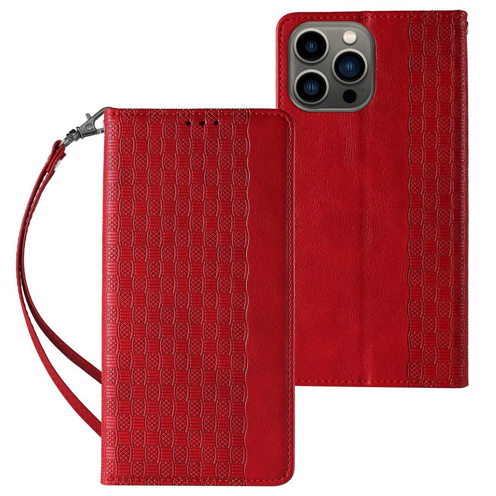 Magnet Strap dėklas iPhone 14 Pro – raudonas, piniginė