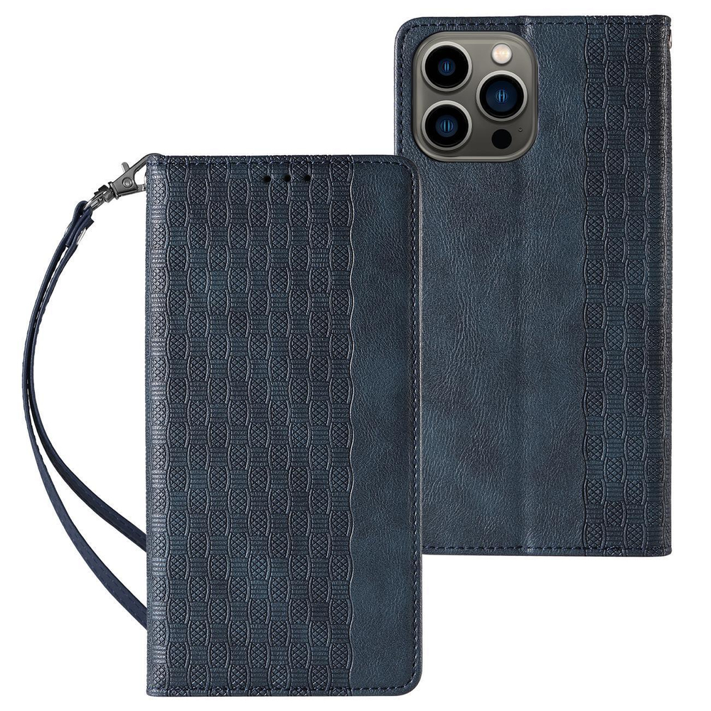 Atverčiamas Magnet Strap dėklas iPhone 14 Pro Max – mėlynas