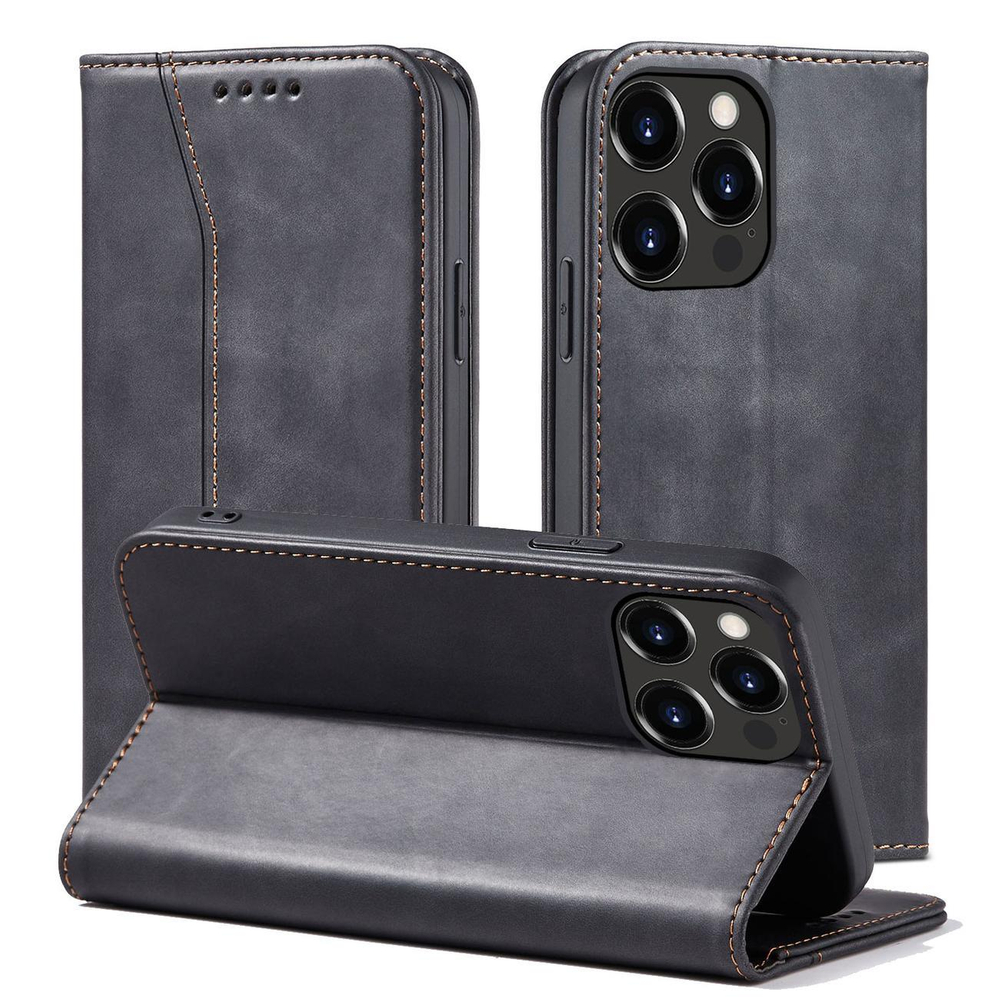 Magnet Fancy dėklas iPhone 14 Pro – juodas, piniginė