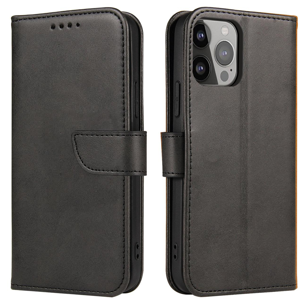 Magnetinis atverčiamas dėklas iPhone 14 Max – juodas