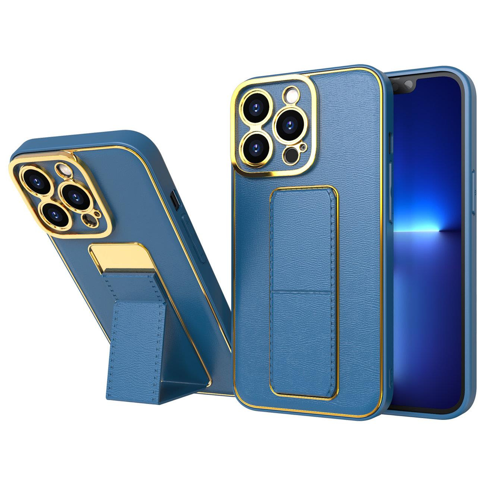 Silikoninis dėklas iPhone 13 Pro su stovu – mėlynas