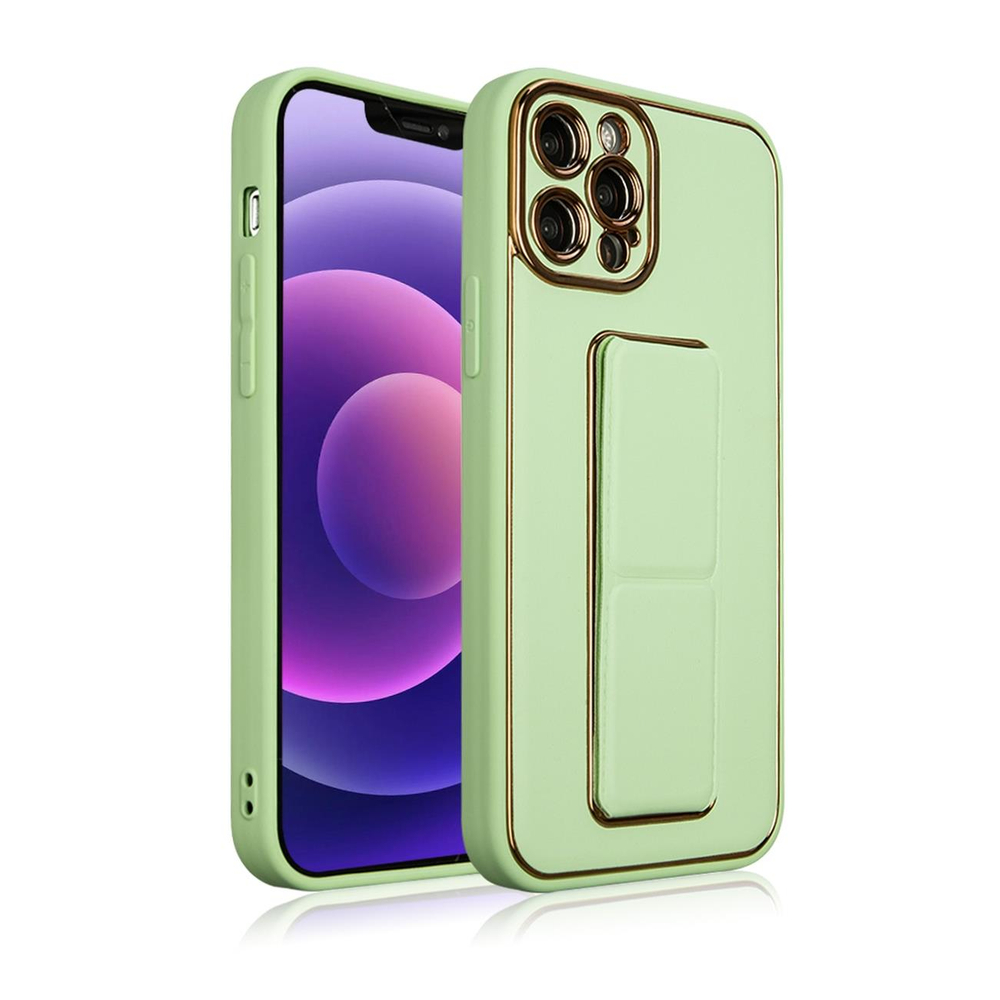 Silikoninis dėklas su stovu iPhone 13 Pro – žalias