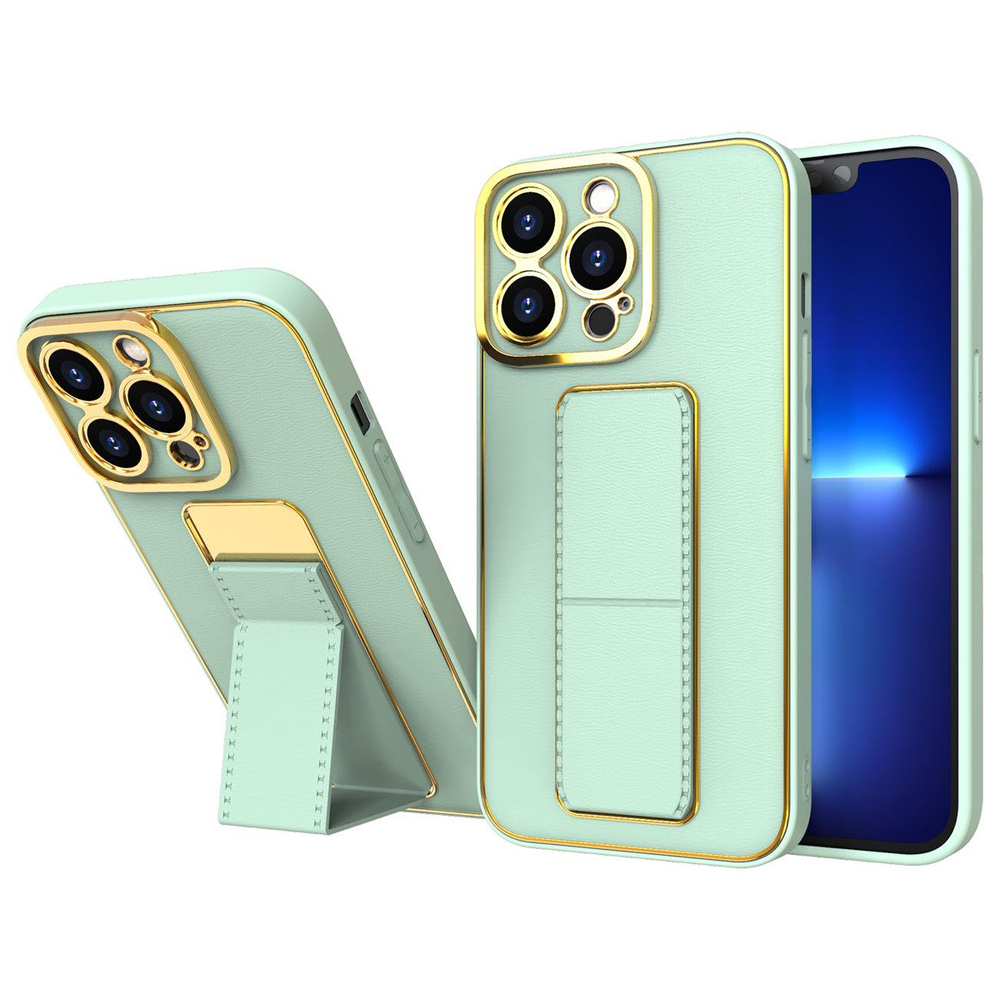 Silikoninis dėklas su stovu iPhone 13 Pro Max – žalias