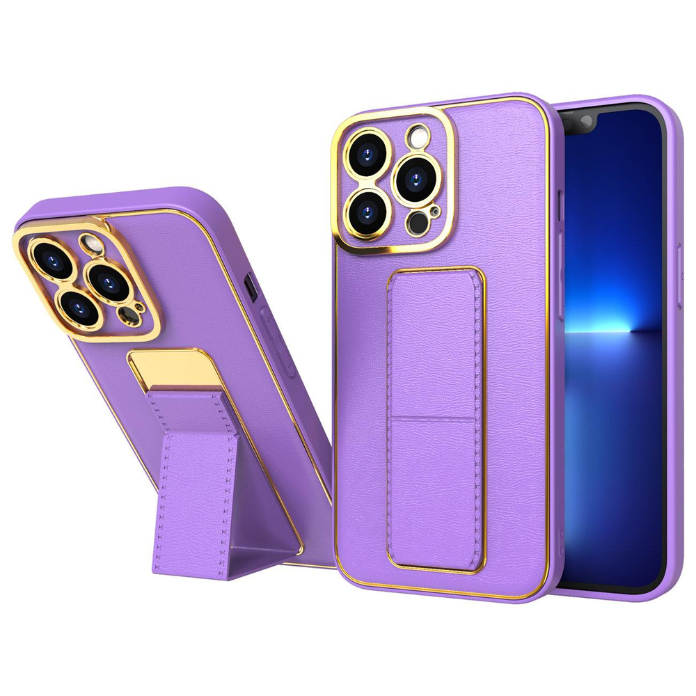 Silikoninis dėklas su stovu iPhone 13 Pro Max – violetinis