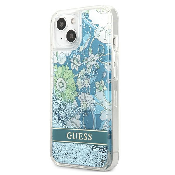 Guess dėklas iPhone 13 – žalias su blizgučiais