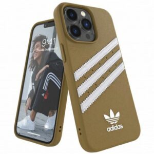 Adidas OR PU dėklas iPhone 13 Pro Max – smėlio/aukso
