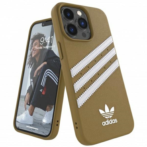 Adidas OR PU dėklas iPhone 13 Pro Max – smėlio/aukso