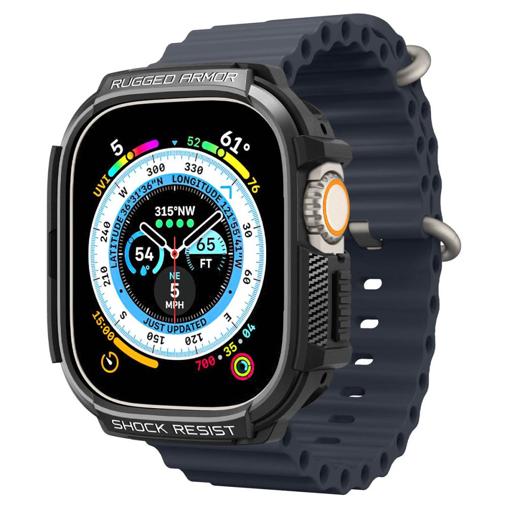 Dėklas Spigen Rugged Armor Apple Watch Ultra 1 / 2 (49 mm), matinis juodas