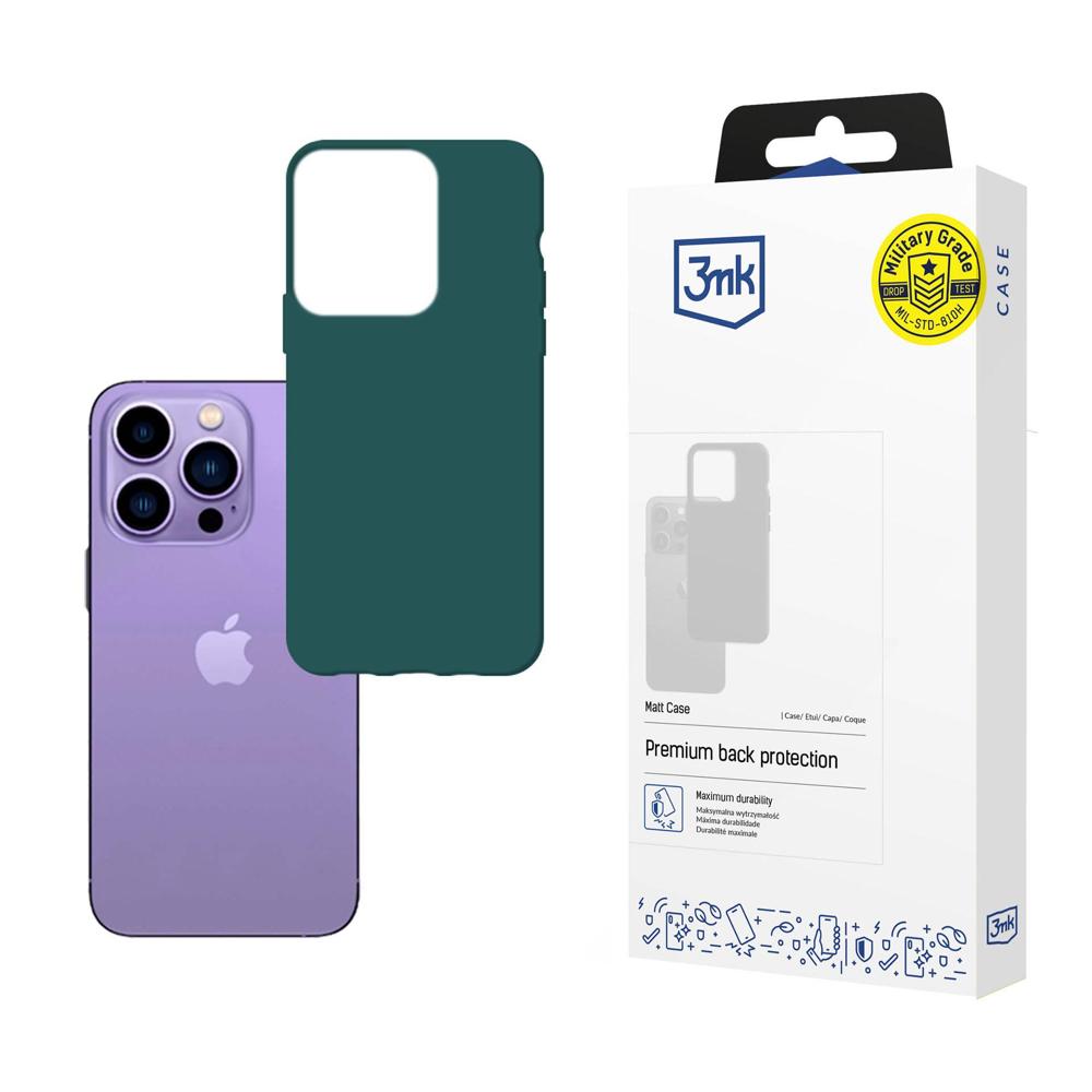 Dėklas iPhone 14 Pro Max iš 3mk Matt Case serijos - tamsiai žalias