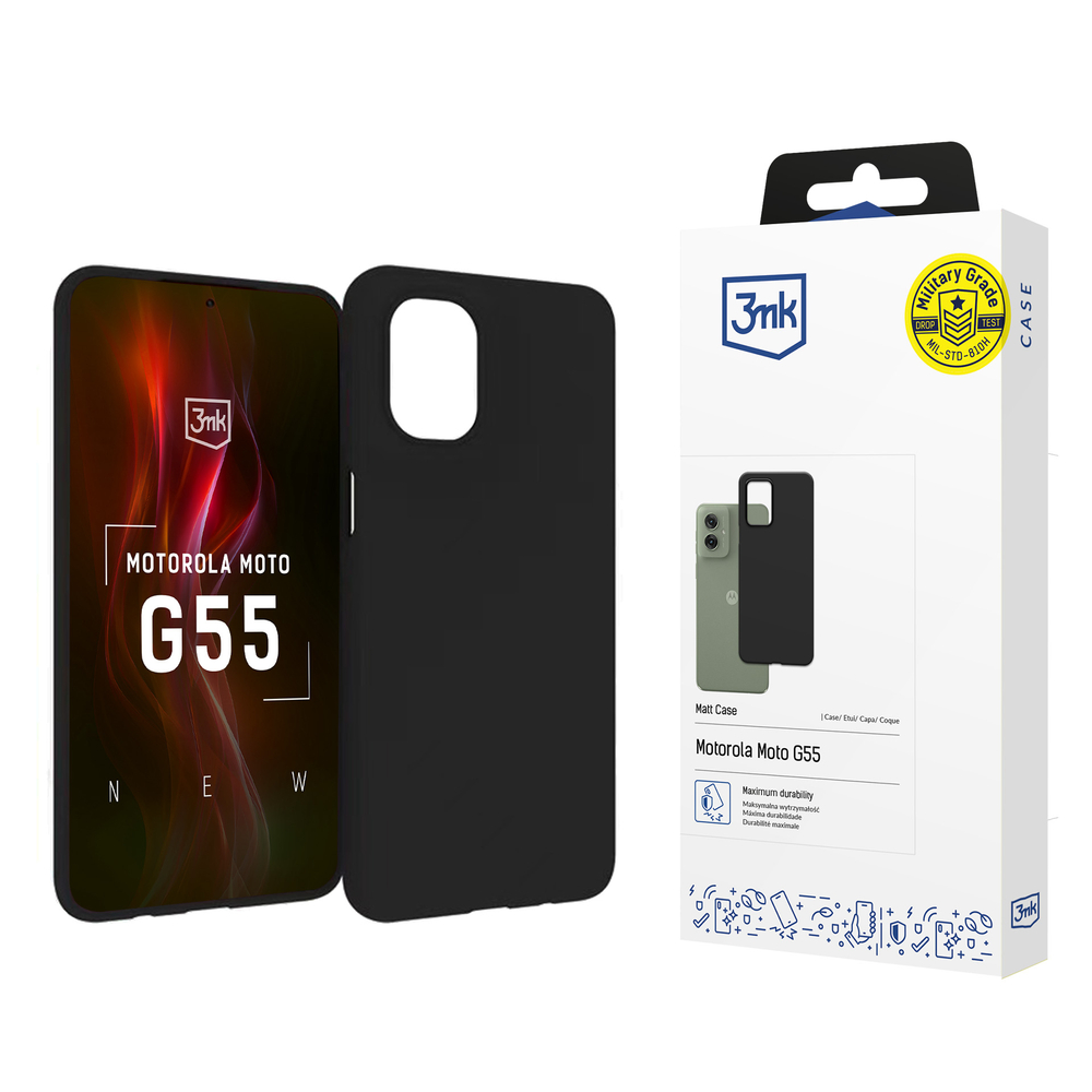 3mk Matt Case, skirtas Motorola Moto G55 5G - juodas