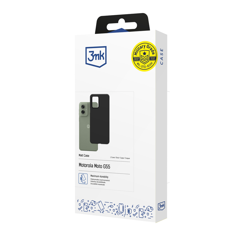 3mk Matt Case, skirtas Motorola Moto G55 5G - juodas
