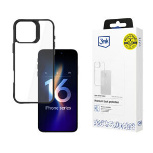 3mk Satin Armor Case+, skirtas iPhone 16 Pro Max – skaidrus su juodu rėmeliu
