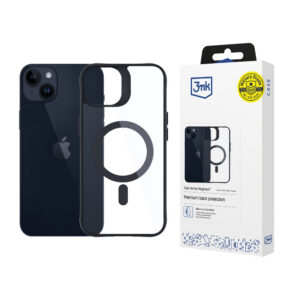 3mk Satin Armor MagCase su MagSafe, skirtas iPhone 14 Plus – skaidrus su juodu rėmeliu