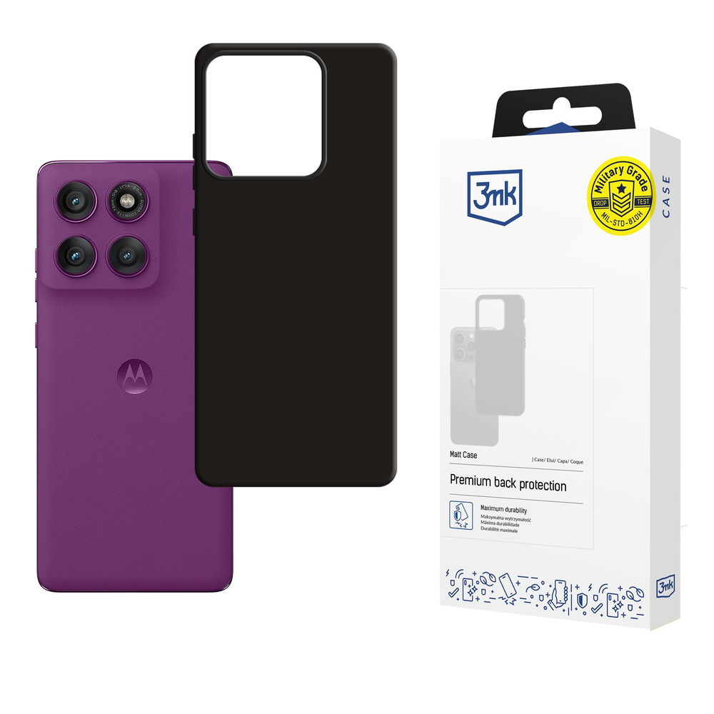 3mk matinis dėklas, skirtas Motorola Edge 60 Pro – matinė juoda