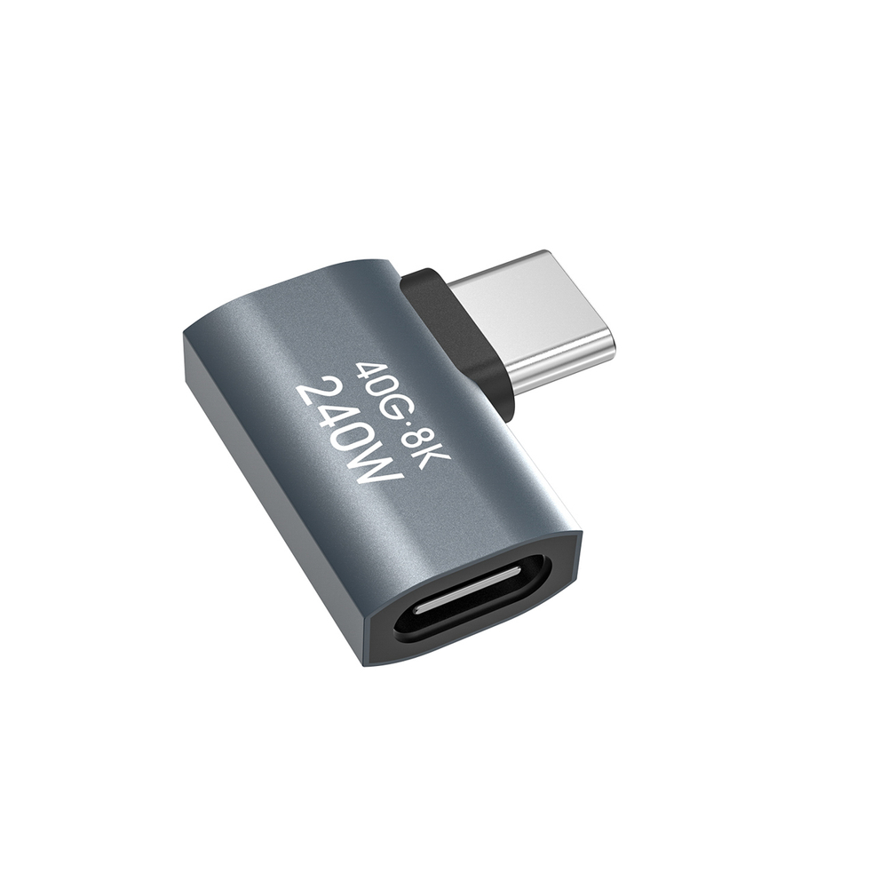 Wozinsky WPKB-01 USB-C - USB-C 40Gb/s 240W 8K OTG šoninis kampuotas adapteris - pilka