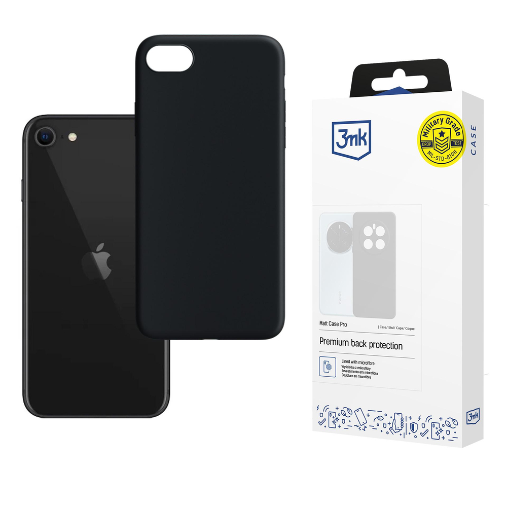3mk Matt Case Pro, skirtas iPhone SE 2020 – juodas