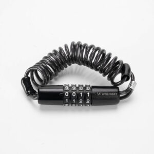 Wozinsky WBN-01R vandeniui atsparus dviračio ir šalmo spyna su 4 skaitmenų kombinacija - juoda