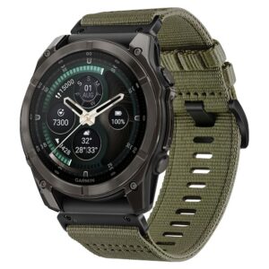 Dirželis Tech-Protect Nylon Classic Garmin Fenix 5X / 5X Plus / 6X / 6X Pro / 7X / 8 / 8 Pro / 9 / 9 Pro (51 mm), kariškai žalias