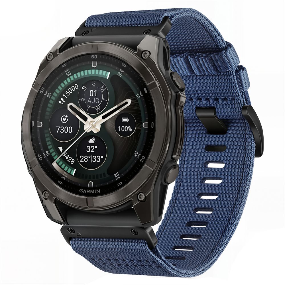Dirželis Tech-Protect Nylon Classic Garmin Fenix 5X / 5X Plus / 6X / 6X Pro / 7X / 8 / 8 Pro / 9 / 9 Pro (51 mm), vidurnakčio mėlynas
