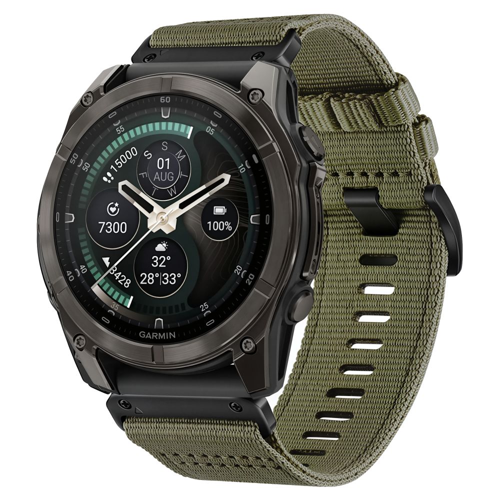 Dirželis Tech-Protect Nylon Classic Garmin Fenix 5X / 5X Plus / 6X / 6X Pro / 7X / 8 / 8 Pro / 9 / 9 Pro (47 mm), žalias (Military Green)