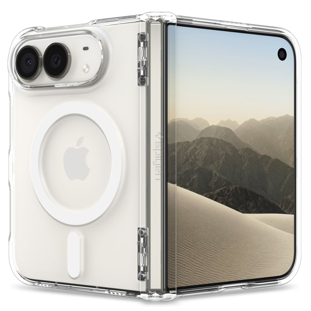 Dėklas Spigen Ultra Hybrid Pro MagSafe iPhone Duo, skaidrus baltas