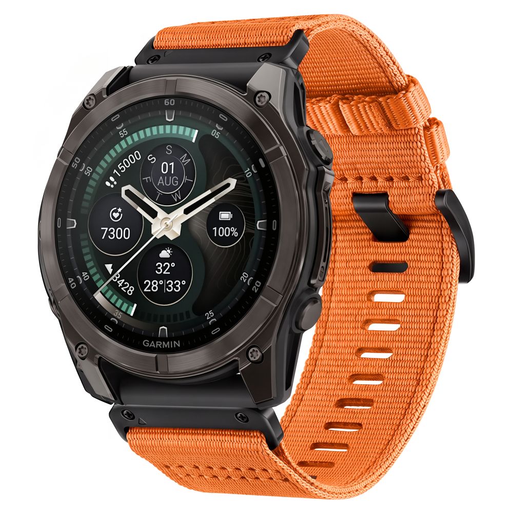 Dirželis Tech-Protect Nylon Classic Garmin Fenix 5X / 5X Plus / 6X / 6X Pro / 7X / 8 / 8 Pro / 9 / 9 Pro (51 mm), oranžinis (Signal Orange)