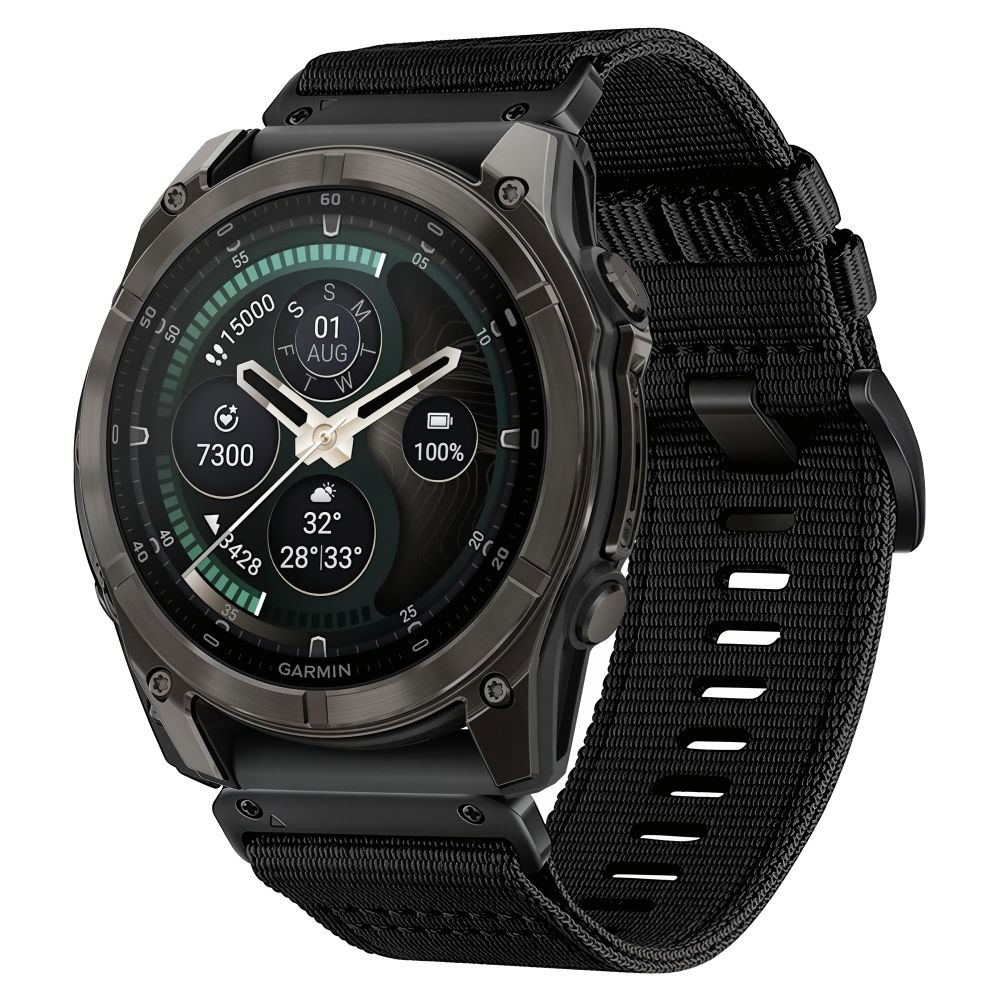 Dirželis Tech-Protect Nylon Classic Garmin Fenix 5X / 5X Plus / 6X / 6X Pro / 7X / 8 / 8 Pro / 9 / 9 Pro (47 mm), juodas