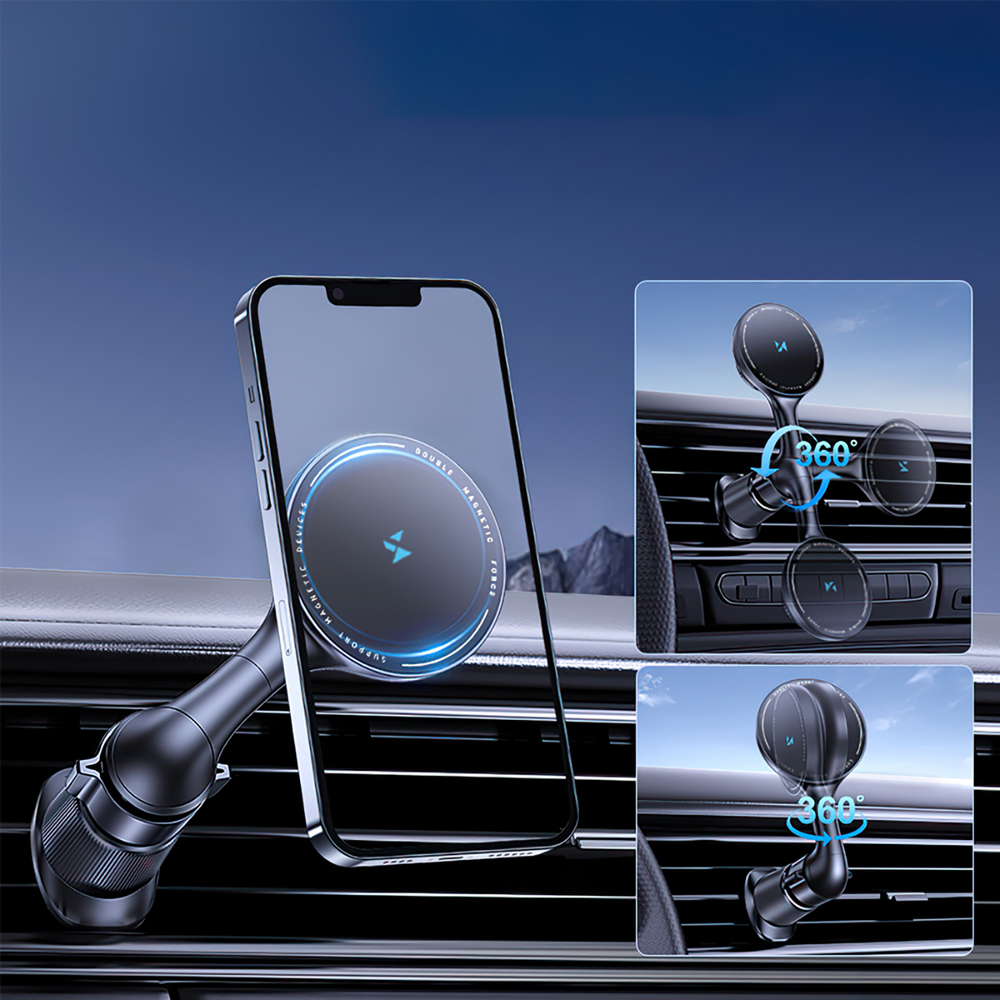 Automobilinis laikiklis Wozinsky WCT5-6S4Y su Qi/MagSafe 15W indukciniu įkrovikliu oro išleidimo angai - Juodas - OUTLET