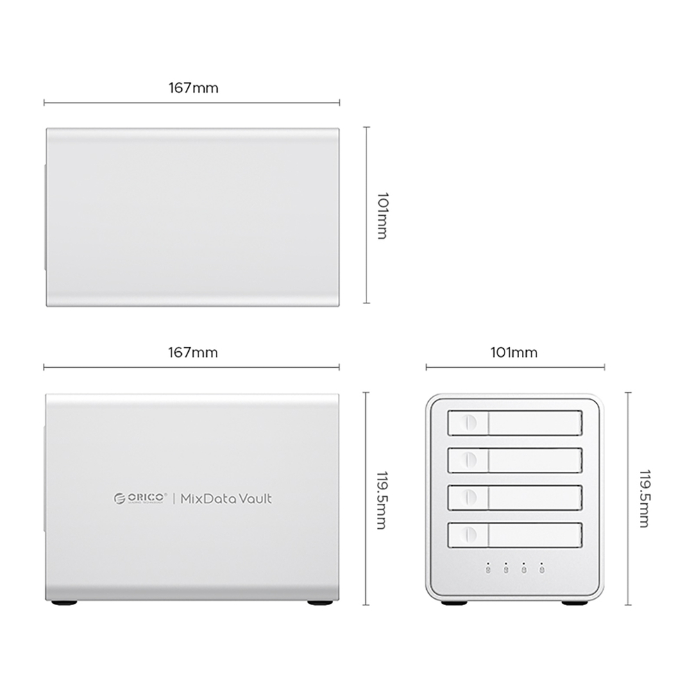 Orico 8848U4 DAS Series 4 lizdų M.2 NVMe SSD diskų masyvas - balta
