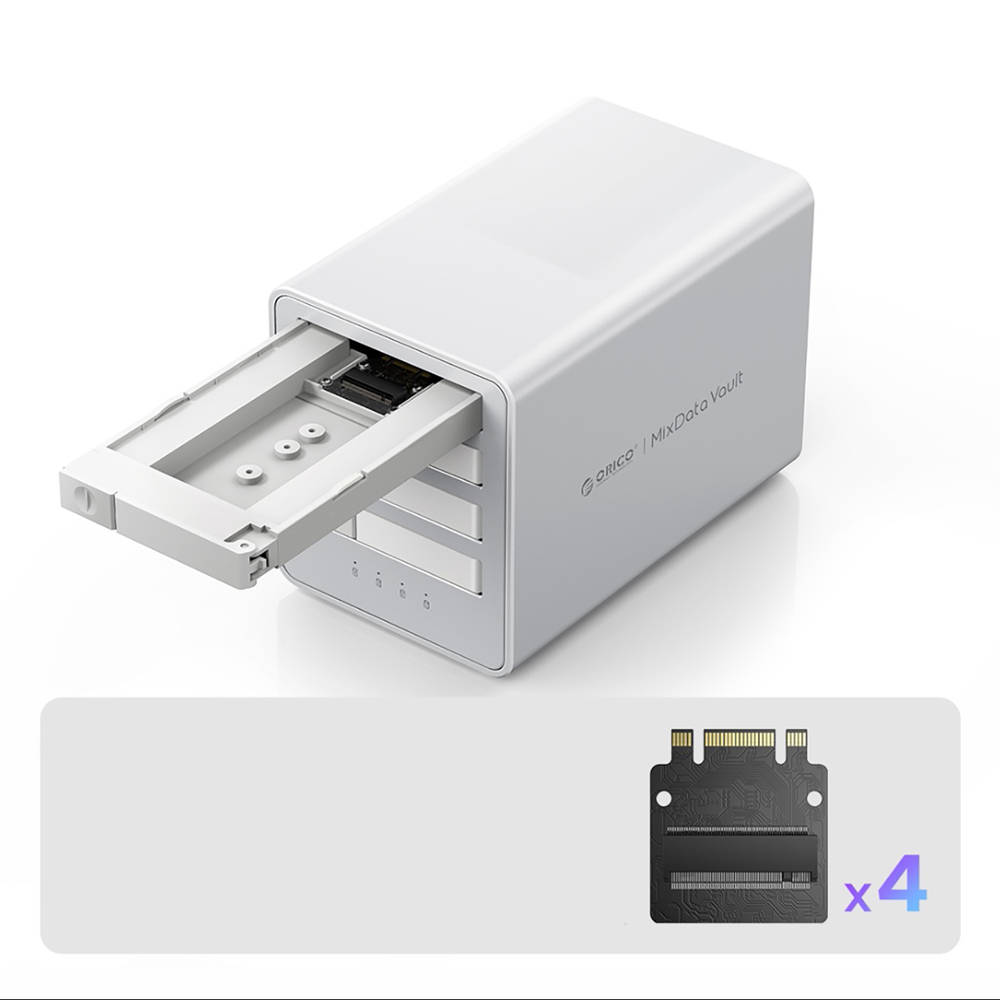 Orico 8848U4 DAS Series 4 lizdų M.2 NVMe SSD diskų masyvas - balta