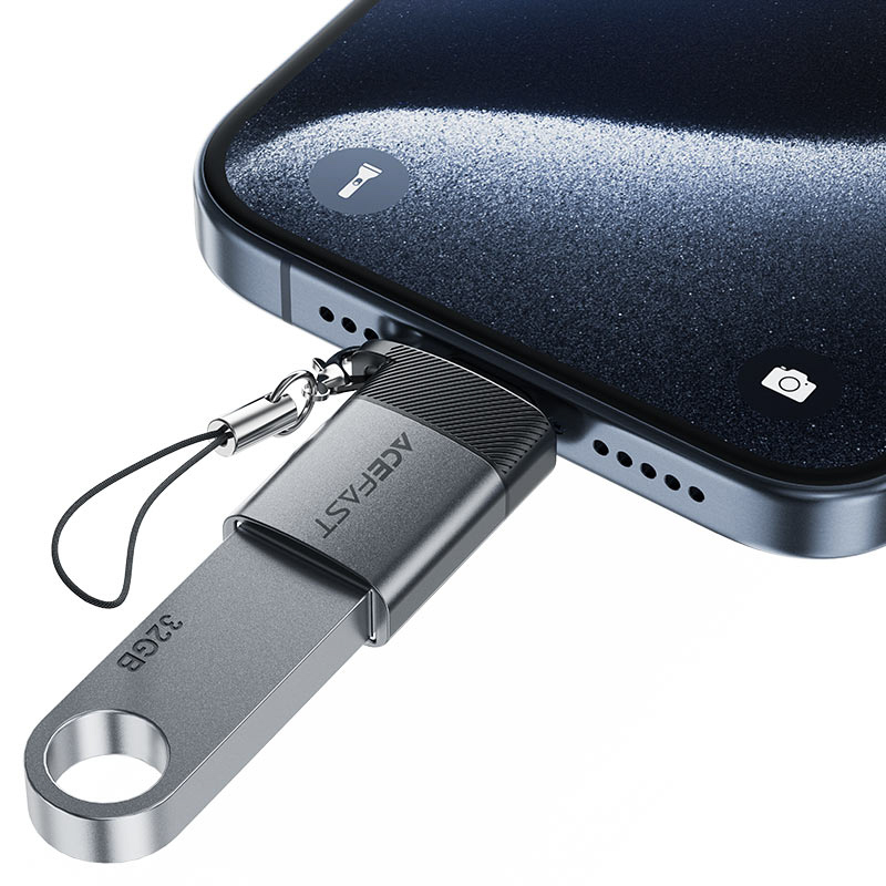 Acefast J7 USB-A - USB-C adapteris - pilka
