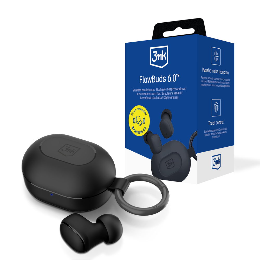 TWS 3mk FlowBuds 6.0 belaidės ausinės – juodos