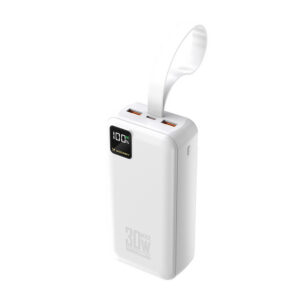 Wozinsky W8-W 30000mAh 30W powerbankas 2x USB-A ir USB-C su žibintu - Baltas