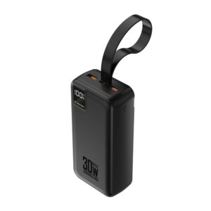 Wozinsky W8-W 30000 mAh 30W powerbankas 2x USB-A ir USB-C su žibintu - Juodas