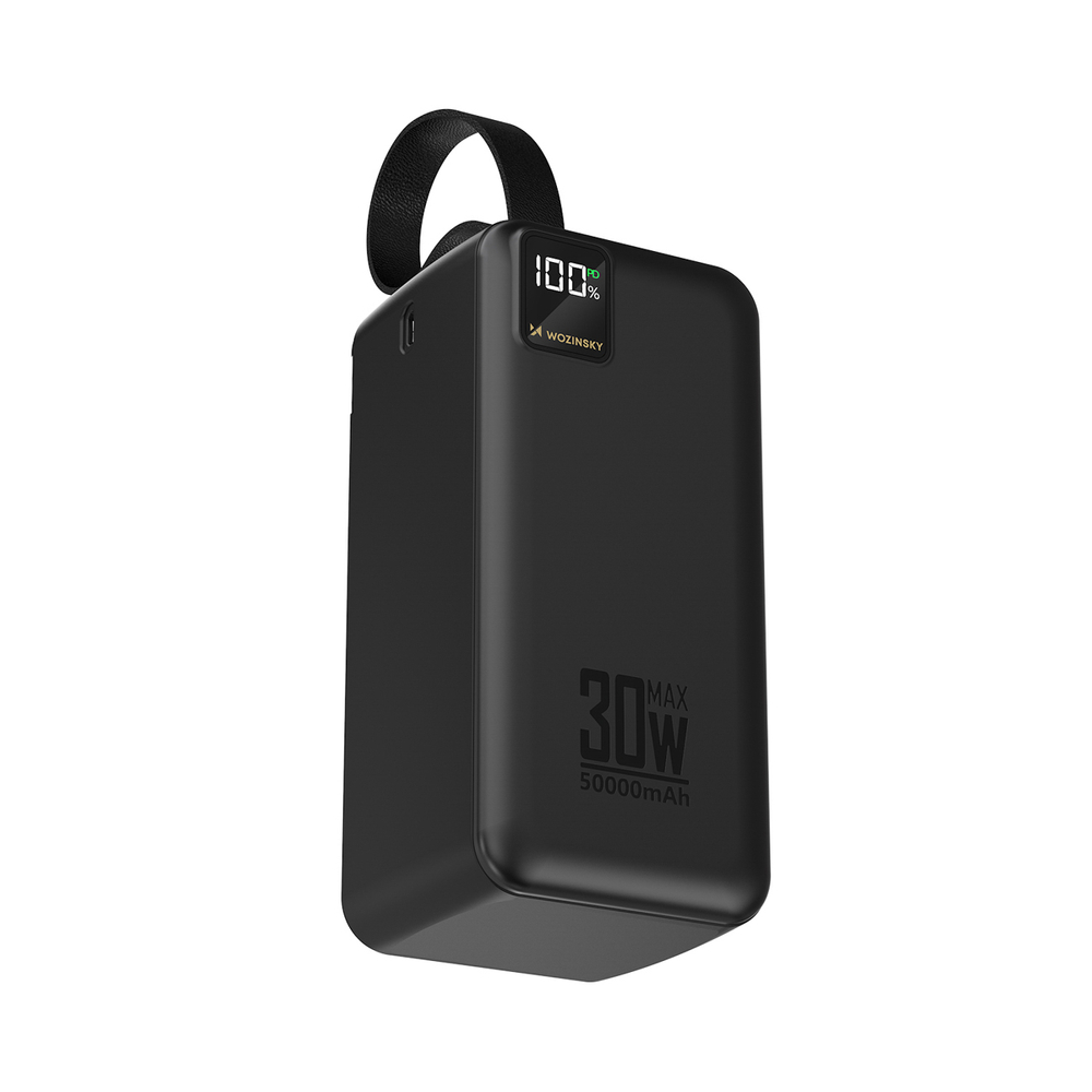 Powerbankas Wozinsky W8-B 50000mAh 30W 2x USB-A ir 2x USB-C ir USB micro su žibintu - juodas