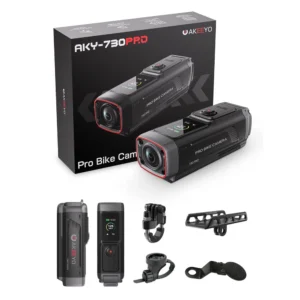 AKEEYO 730Pro 4K vaizdo registratorius ant vairo – sportinė kamera dviračiams ir motociklams – juodas